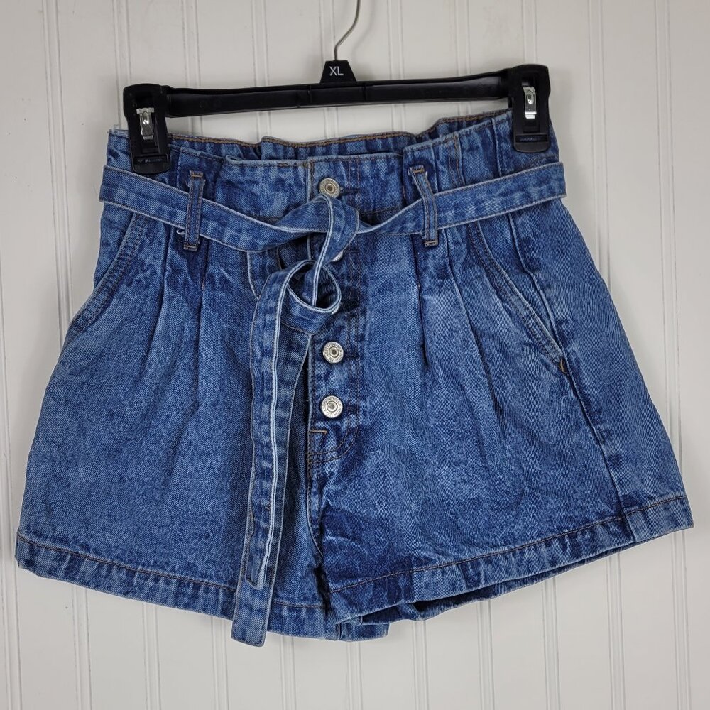 Abercrombie & Fitch Paper Bag, button down Jean Shorts Women's SZ 0/25